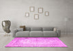 Machine Washable Persian Pink Traditional Rug in a Living Room, wshtr1789pnk