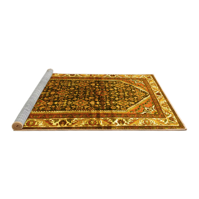 Sideview of Machine Washable Persian Yellow Traditional Rug, wshtr178yw