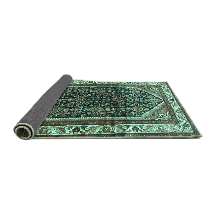 Sideview of Persian Turquoise Traditional Rug, tr178turq