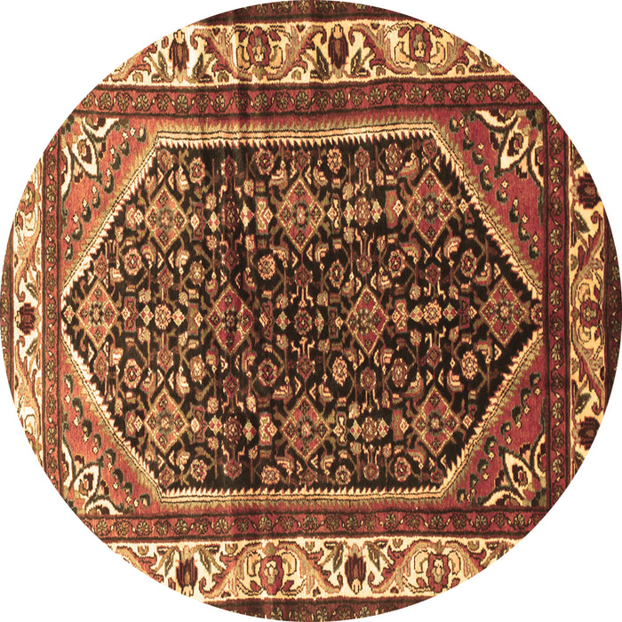 Round Machine Washable Persian Brown Traditional Rug, wshtr178brn