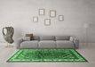 Machine Washable Persian Emerald Green Traditional Area Rugs in a Living Room,, wshtr178emgrn