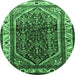 Round Persian Emerald Green Traditional Rug, tr178emgrn