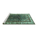 Sideview of Machine Washable Persian Turquoise Traditional Area Rugs, wshtr178turq