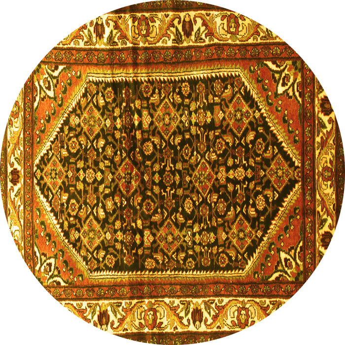 Round Persian Yellow Traditional Rug, tr178yw