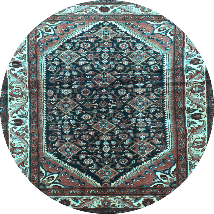 Round Persian Light Blue Traditional Rug, tr178lblu