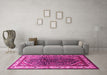 Machine Washable Persian Pink Traditional Rug in a Living Room, wshtr178pnk