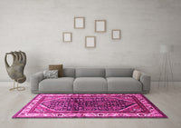 Machine Washable Persian Pink Traditional Rug, wshtr178pnk