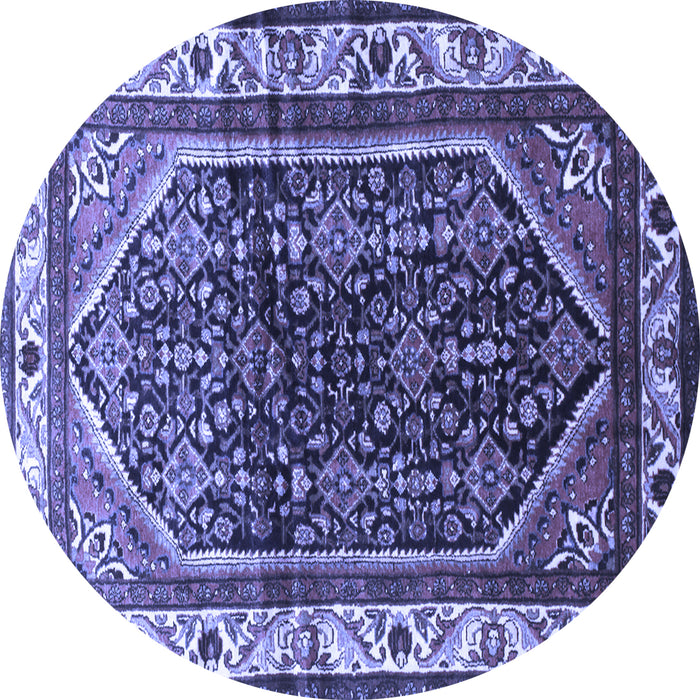 Round Machine Washable Persian Blue Traditional Rug, wshtr178blu