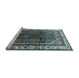 Sideview of Machine Washable Persian Light Blue Traditional Rug, wshtr178lblu
