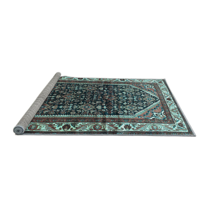 Sideview of Machine Washable Persian Light Blue Traditional Rug, wshtr178lblu