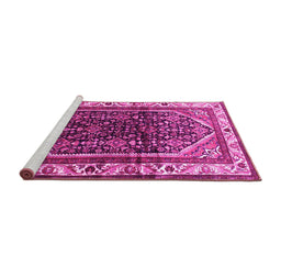 Sideview of Machine Washable Persian Pink Traditional Rug, wshtr178pnk