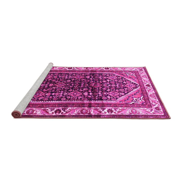 Sideview of Machine Washable Persian Pink Traditional Rug, wshtr178pnk