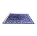 Sideview of Machine Washable Persian Blue Traditional Rug, wshtr178blu