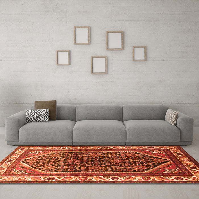 Machine Washable Persian Orange Traditional Area Rugs in a Living Room, wshtr178org