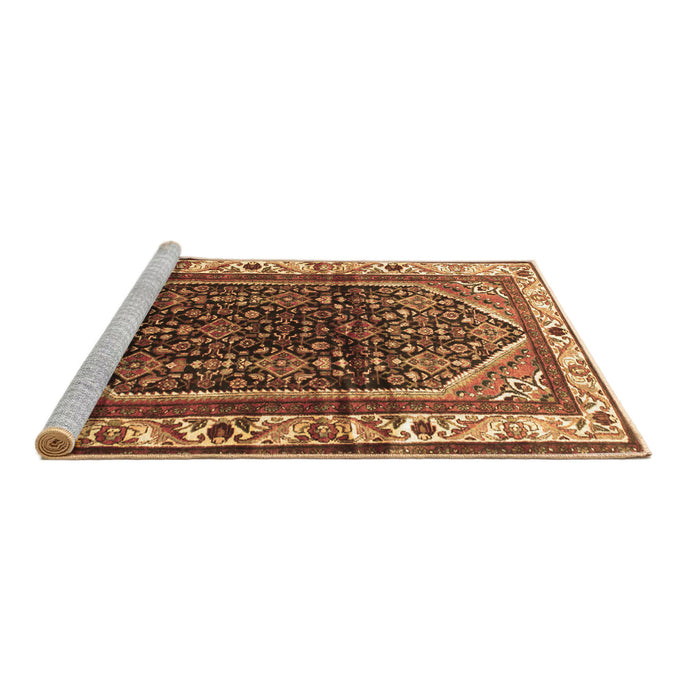 Sideview of Machine Washable Persian Brown Traditional Rug, wshtr178brn