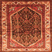 Round Machine Washable Persian Orange Traditional Area Rugs, wshtr178org