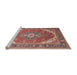 Sideview of Machine Washable Traditional Bright Maroon Red Rug, wshtr179