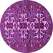 Round Machine Washable Persian Purple Traditional Area Rugs, wshtr1790pur