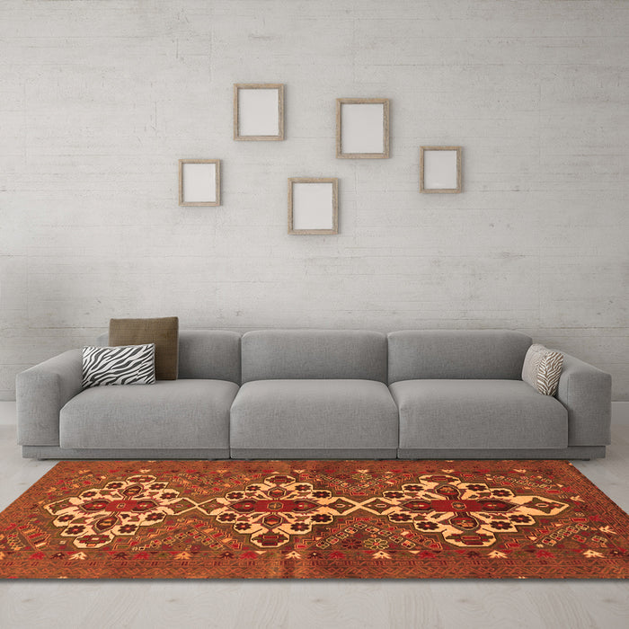 Machine Washable Persian Orange Traditional Area Rugs in a Living Room, wshtr1790org