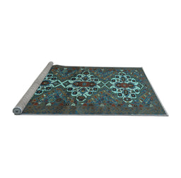 Sideview of Machine Washable Persian Light Blue Traditional Rug, wshtr1790lblu