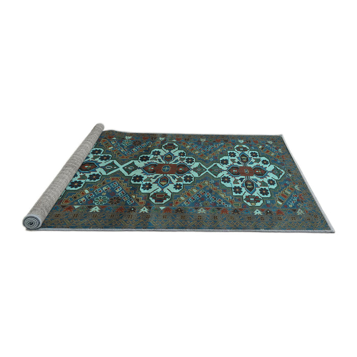 Sideview of Machine Washable Persian Light Blue Traditional Rug, wshtr1790lblu
