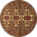 Round Persian Brown Traditional Rug, tr1790brn