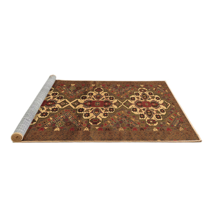 Sideview of Machine Washable Persian Brown Traditional Rug, wshtr1790brn