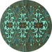 Round Persian Turquoise Traditional Rug, tr1790turq