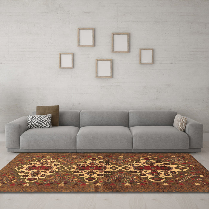 Machine Washable Persian Brown Traditional Rug in a Living Room,, wshtr1790brn