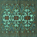 Square Machine Washable Persian Turquoise Traditional Area Rugs, wshtr1790turq