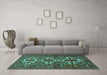 Machine Washable Persian Turquoise Traditional Area Rugs in a Living Room,, wshtr1790turq