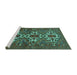 Sideview of Machine Washable Persian Turquoise Traditional Area Rugs, wshtr1790turq