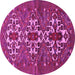 Round Machine Washable Persian Pink Traditional Rug, wshtr1790pnk