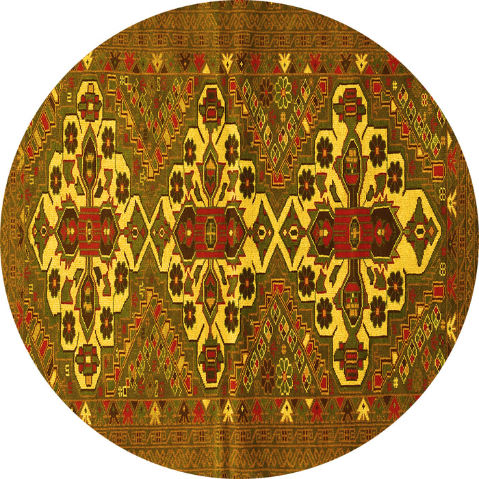 Round Persian Yellow Traditional Rug, tr1790yw