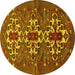 Round Persian Yellow Traditional Rug, tr1790yw