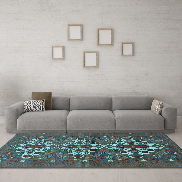 Machine Washable Persian Light Blue Traditional Rug in a Living Room, wshtr1790lblu