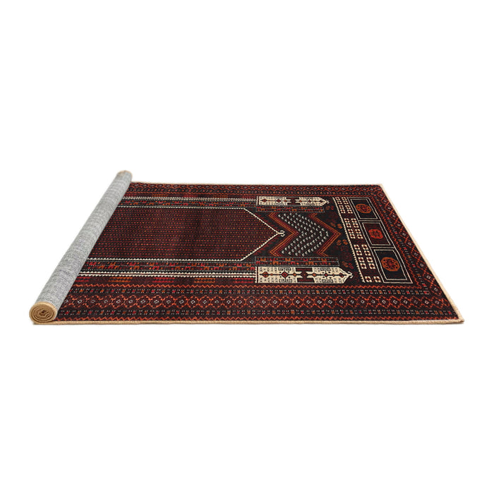 Sideview of Machine Washable Traditional Sepia Brown Rug, wshtr1791