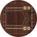 Round Persian Brown Traditional Rug, tr1791brn