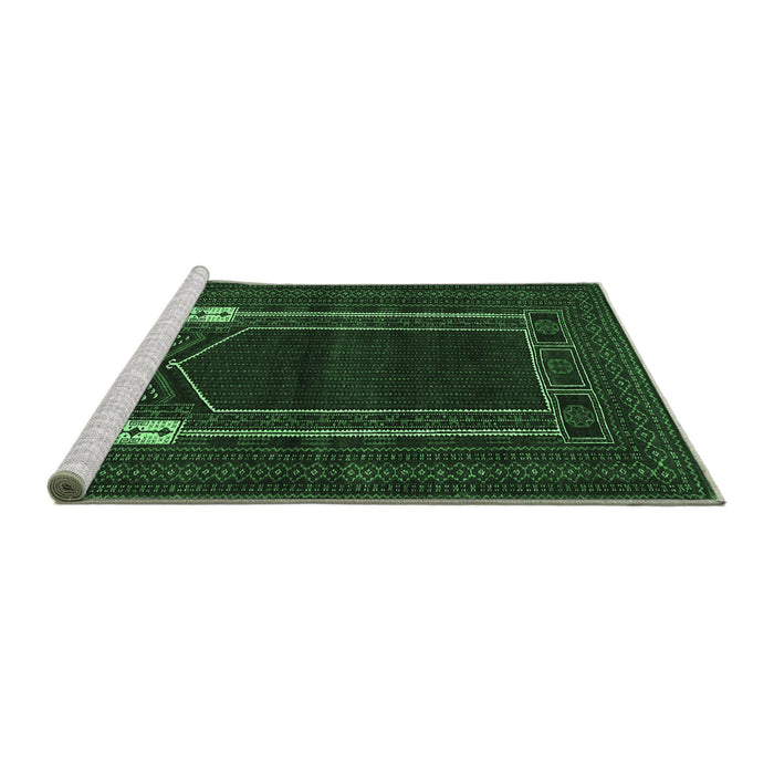Sideview of Machine Washable Persian Emerald Green Traditional Area Rugs, wshtr1791emgrn