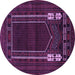 Round Machine Washable Persian Purple Traditional Area Rugs, wshtr1791pur