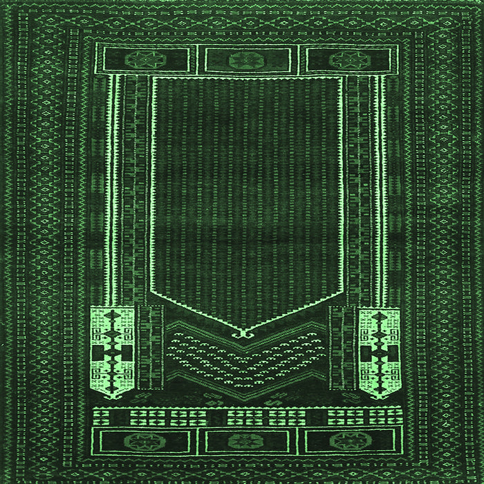 Square Machine Washable Persian Emerald Green Traditional Area Rugs, wshtr1791emgrn