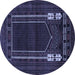 Round Machine Washable Persian Blue Traditional Rug, wshtr1791blu