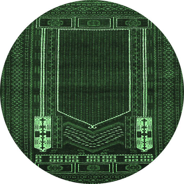 Round Machine Washable Persian Emerald Green Traditional Area Rugs, wshtr1791emgrn