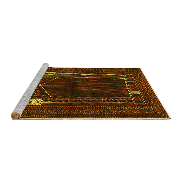 Sideview of Machine Washable Persian Yellow Traditional Rug, wshtr1791yw