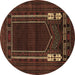 Round Machine Washable Persian Brown Traditional Rug, wshtr1791brn