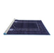 Sideview of Machine Washable Persian Blue Traditional Rug, wshtr1791blu