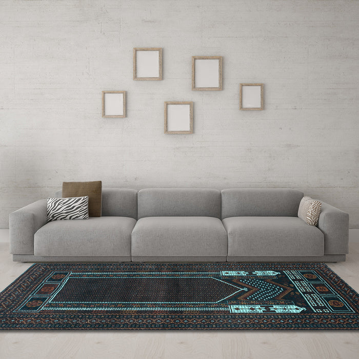 Machine Washable Persian Light Blue Traditional Rug in a Living Room, wshtr1791lblu