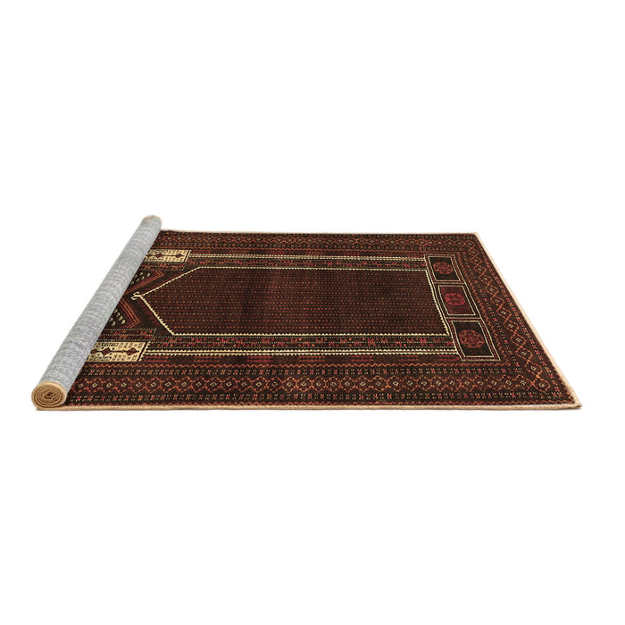 Sideview of Machine Washable Persian Brown Traditional Rug, wshtr1791brn