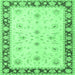 Square Machine Washable Persian Emerald Green Traditional Area Rugs, wshtr1792emgrn