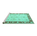 Sideview of Machine Washable Persian Turquoise Traditional Area Rugs, wshtr1792turq